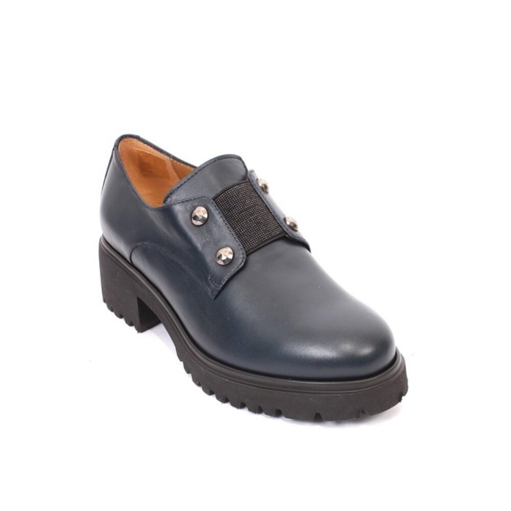 MOT-CLe 1892c Navy Blue Leather Platform Loafers Pumps Shoes
